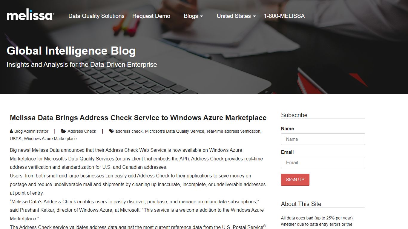 Melissa Data Brings Address Check Service to Windows Azure Marketplace ...